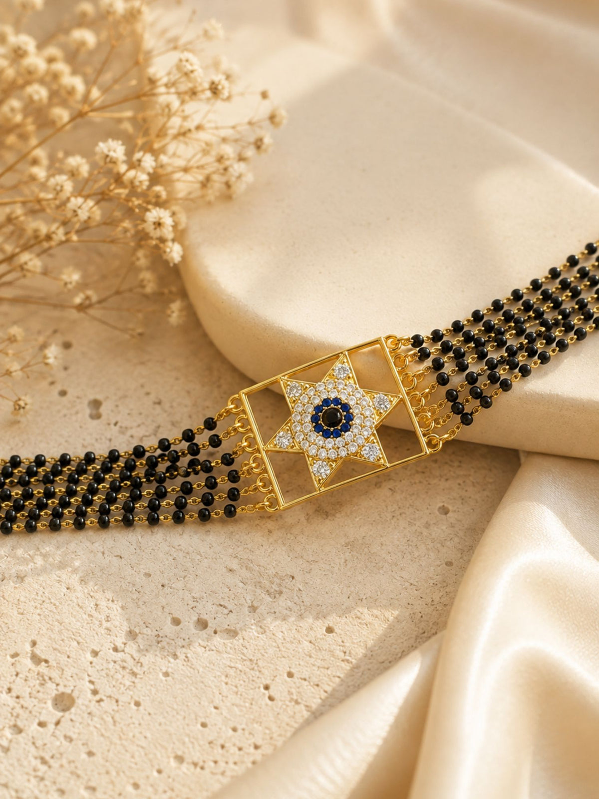 Evil Eye Mangalsutra Choker and Bracelet Combo - Gold or Silver