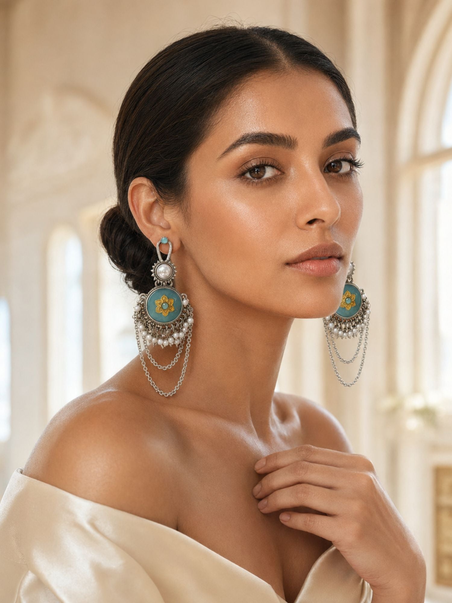 Statement Earrings in Oxidised Silver Festive | Abdesigns