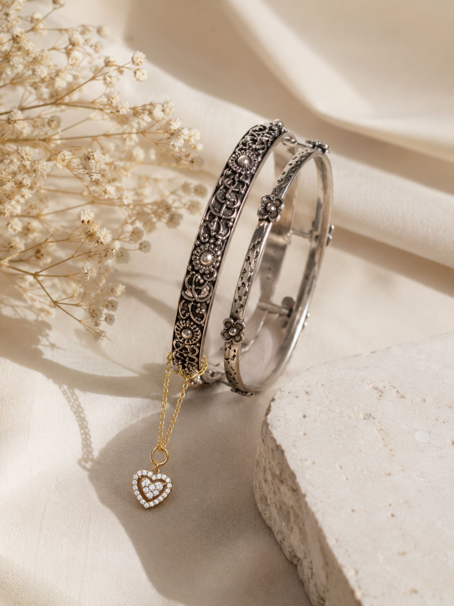 925 Sterling Silver Gold Plated CZ Heart Watch Charm | Abdesigns Jewellery