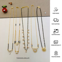 Thumbnail for Set of 5 Gold Plated American Diamond Mangalsutra Combo