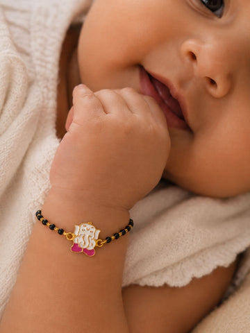 925 Sterling Silver Gold Plated Ganesha Baby Nazariya Bracelet