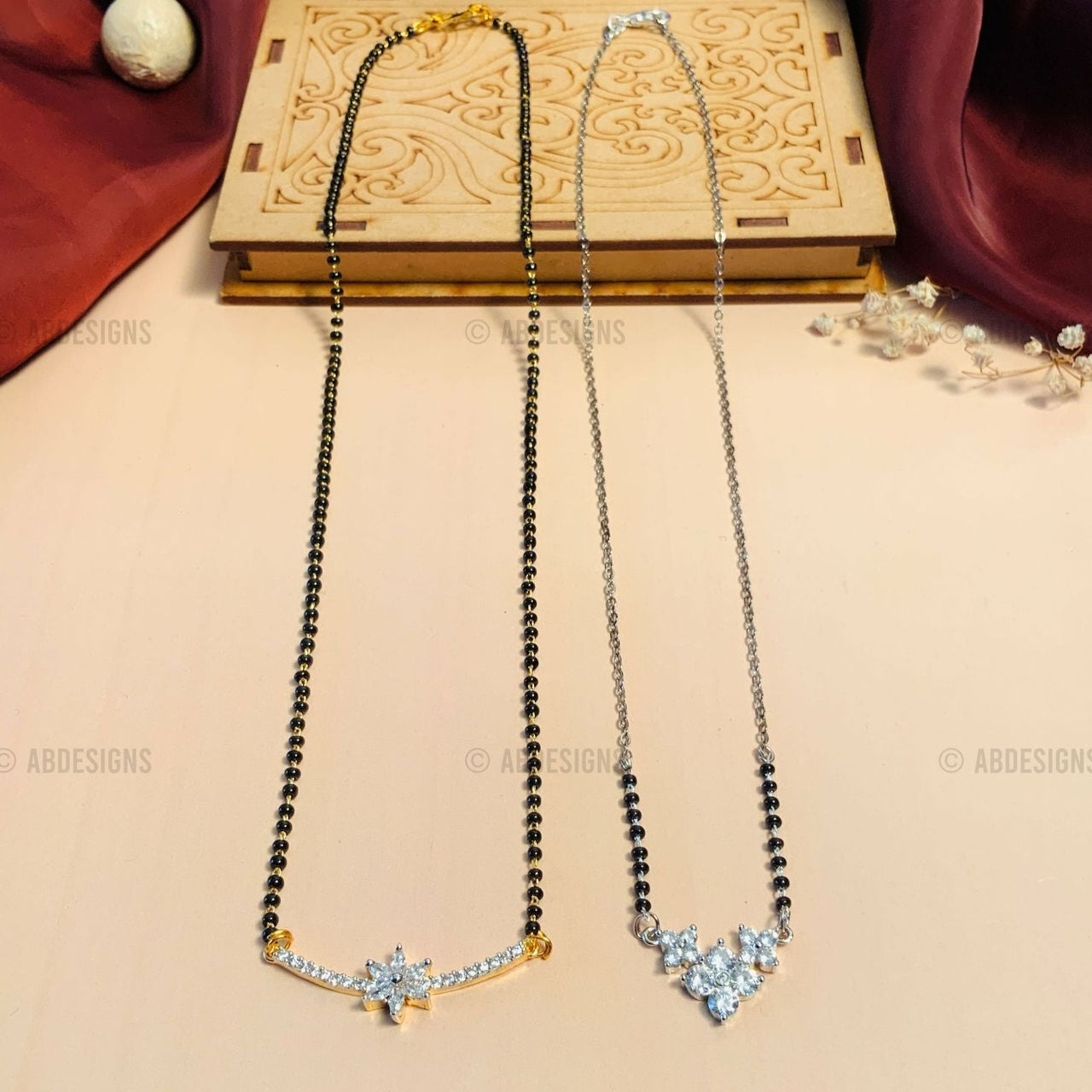 Alluring Gold Plated American Diamond Mangalsutra Combo - Abdesignsjewellery