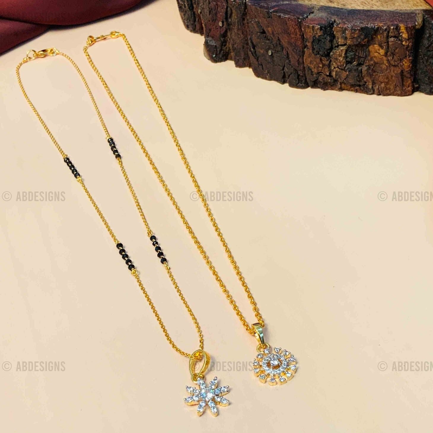 American Diamond Mangalsutra & Pendant Chain Combo 