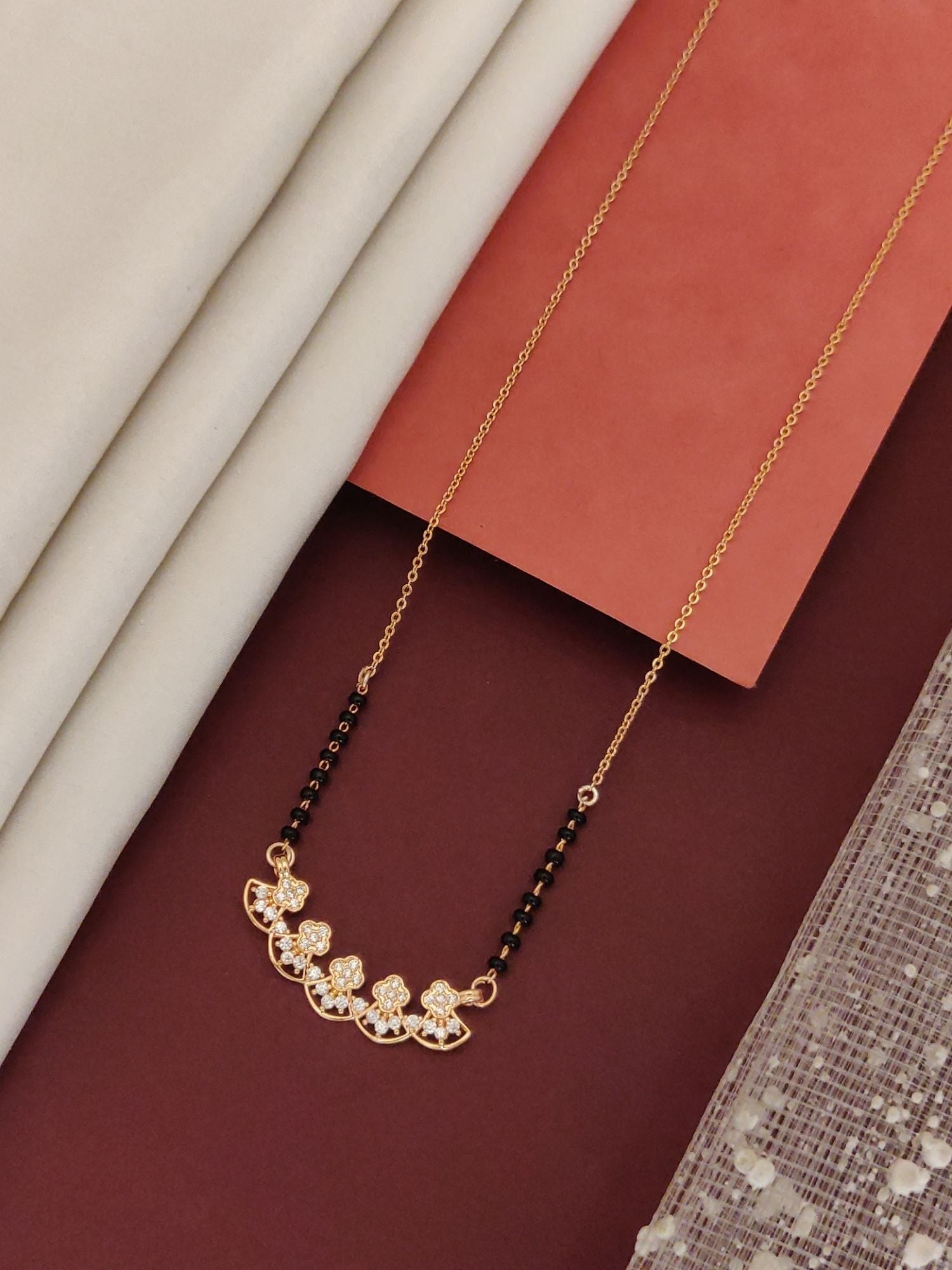 Abdesigns RoseGold Plated American Diamond Mangalsutra