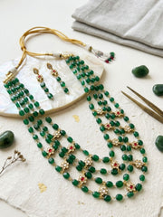 Green Beaded Layered Mala Necklace Set – Traditional Royal Glam | Abdesigns