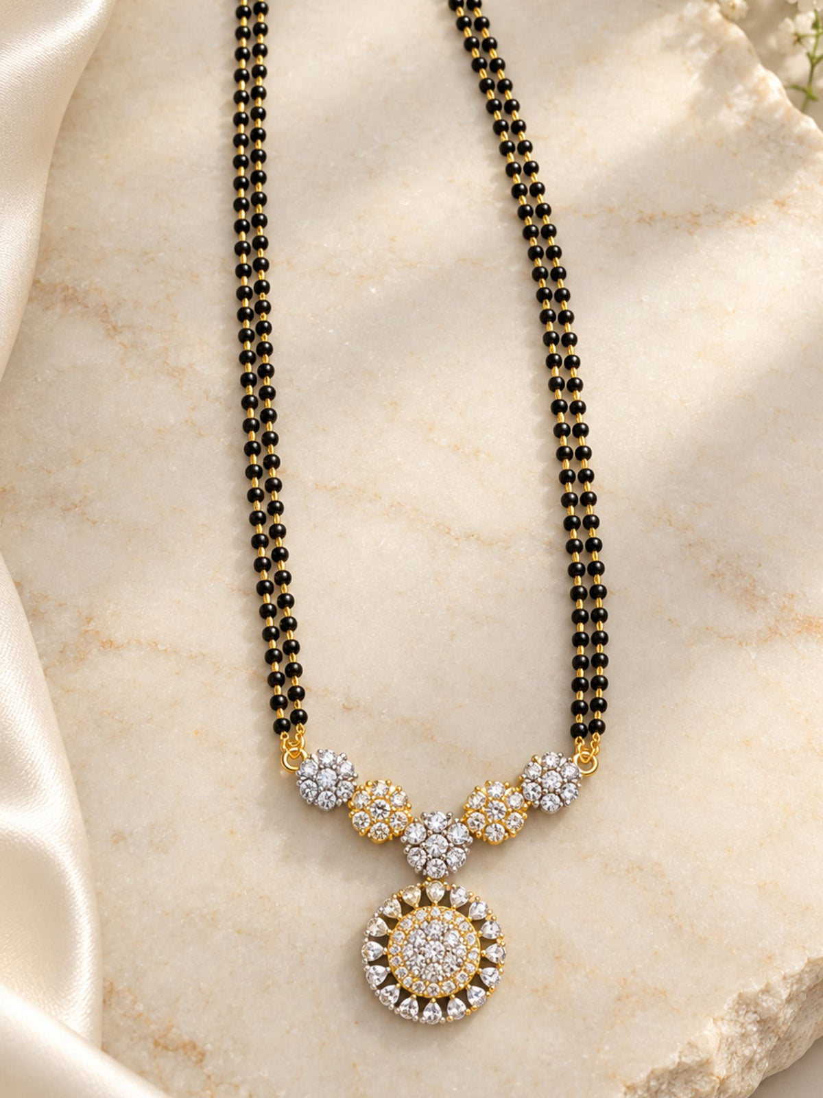 Set of 2 AD Stone Minimal Mangalsutra Combo | Abdesigns Jewellery
