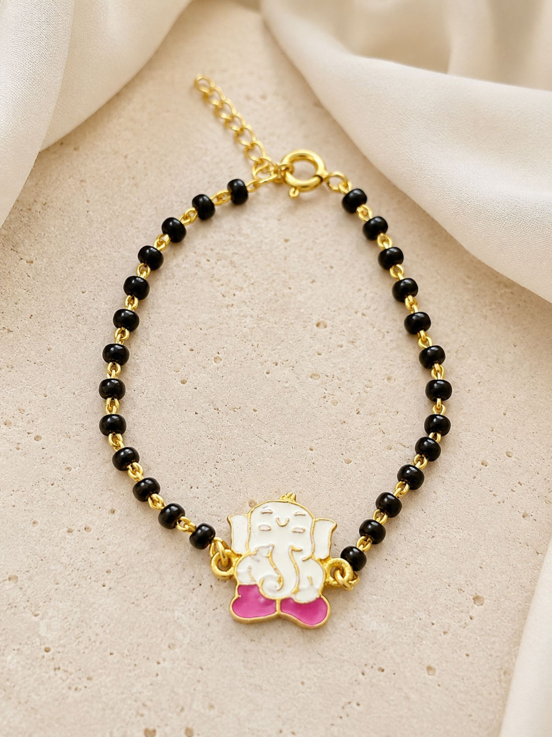 925 Sterling Silver Gold Plated Ganesha Baby Nazariya Bracelet