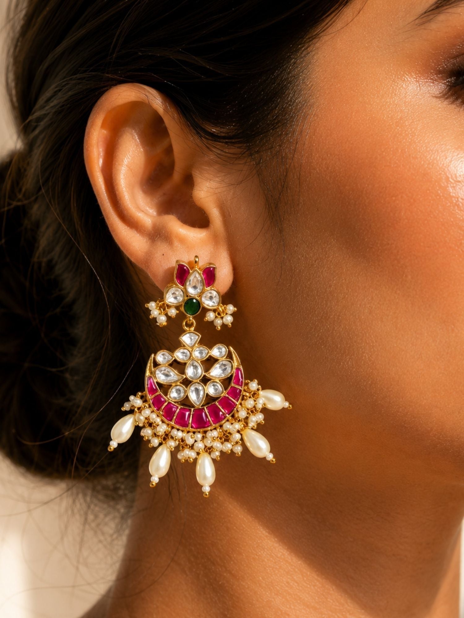 Traditional Chandbali Earrings in Gold Plating – Festive | Abdesigns