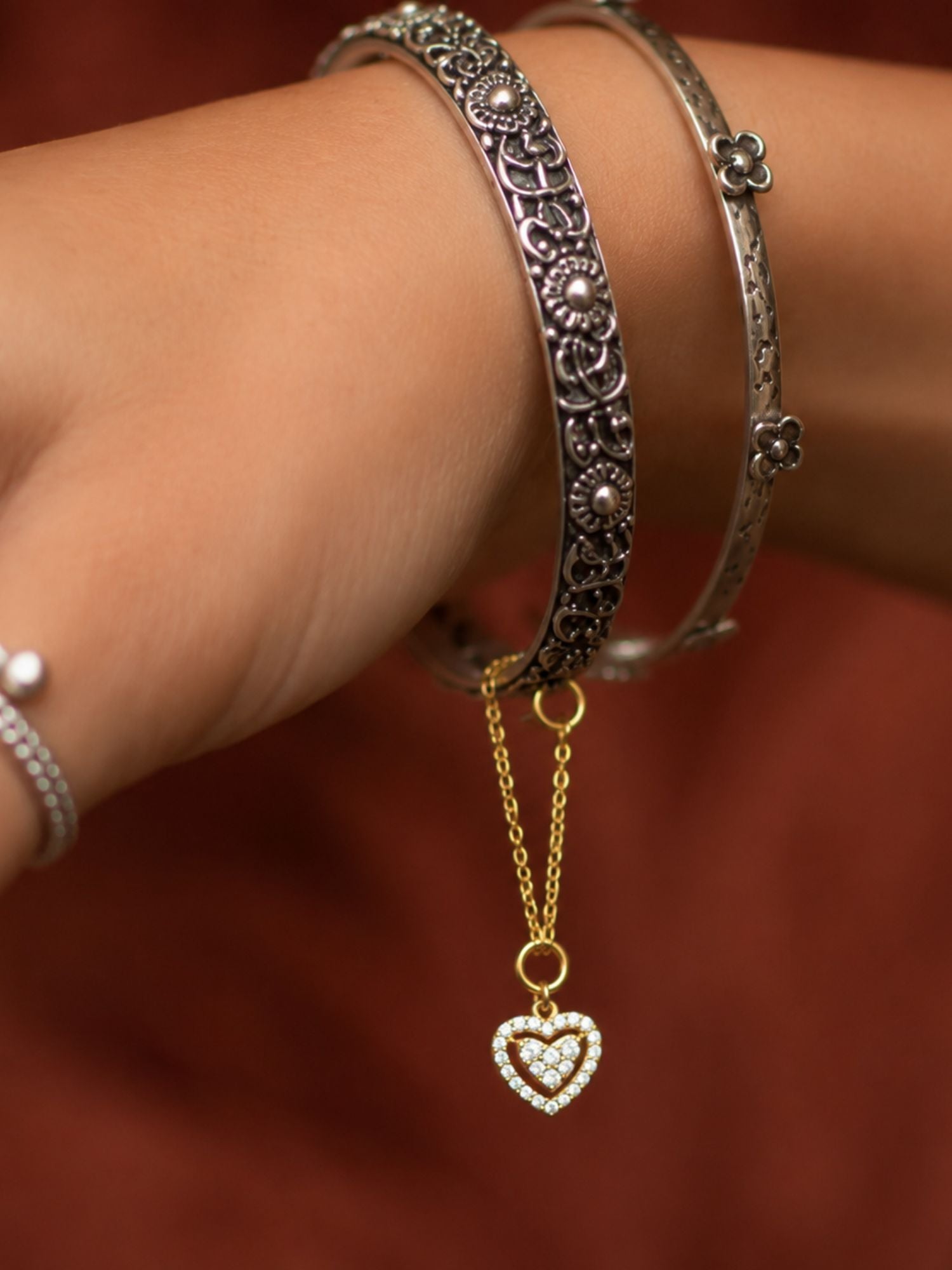 925 Sterling Silver Gold Plated CZ Heart Watch Charm | Abdesigns Jewellery