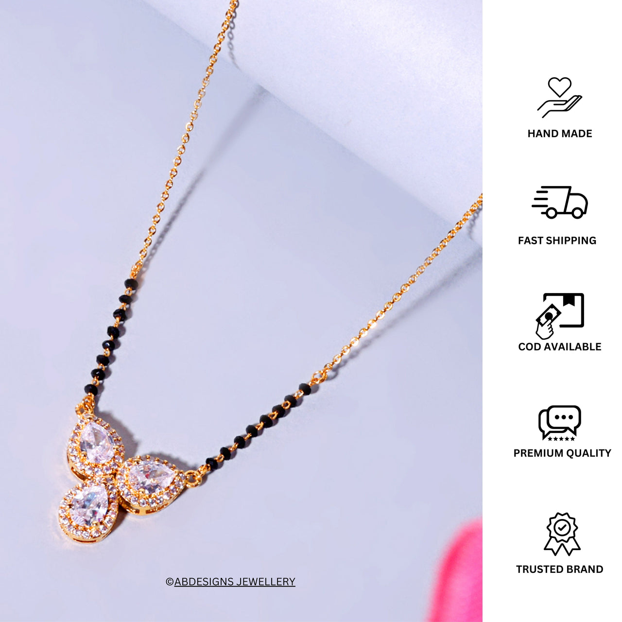 Gold Drops Diamond Mangalsutra - Abdesignsjewellery