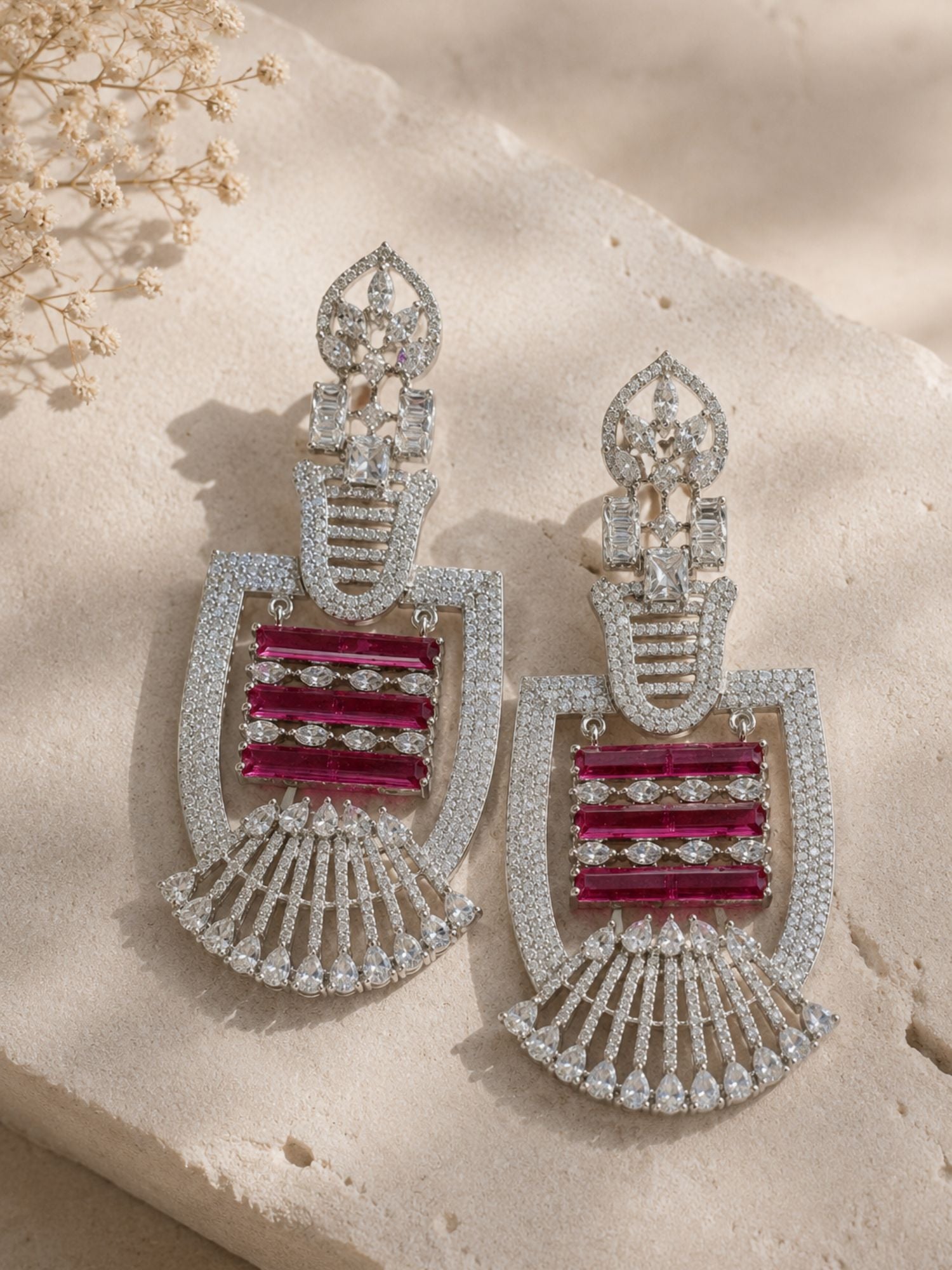 Ruby Stone Statement Earrings | Abdesigns