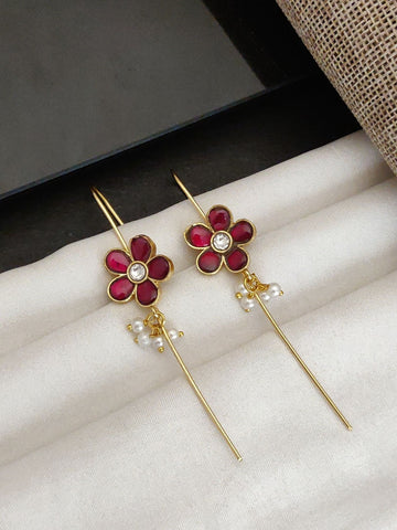 Abdesigns Gold Plated Kempstone Studed Bugadi Earring