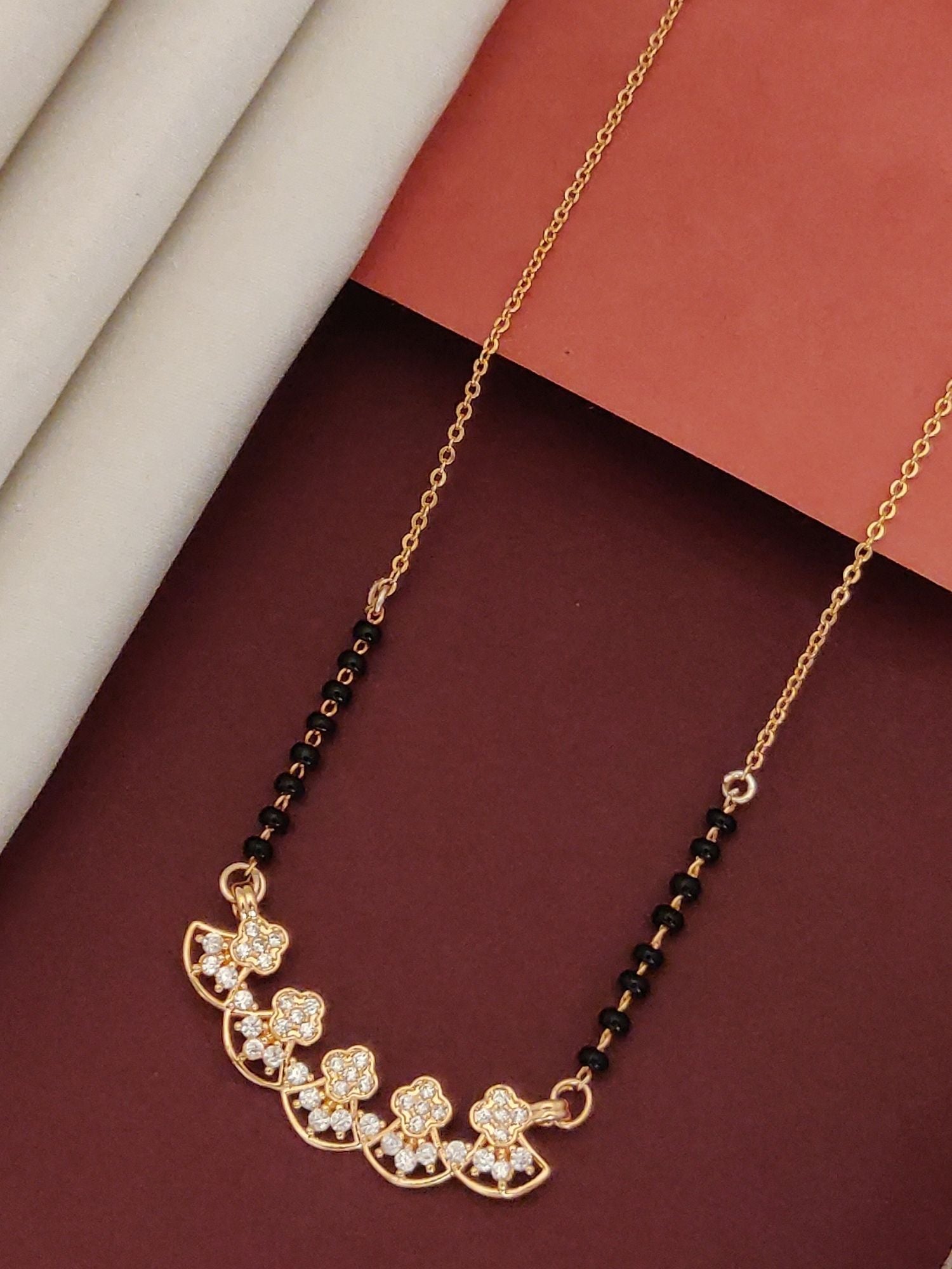 Abdesigns RoseGold Plated American Diamond Mangalsutra