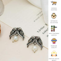 Thumbnail for Artistic German Silver Plated Bird Stud Earring