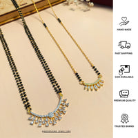 Thumbnail for Luxurious Gold Plated American Diamond Mangalsutra Combo