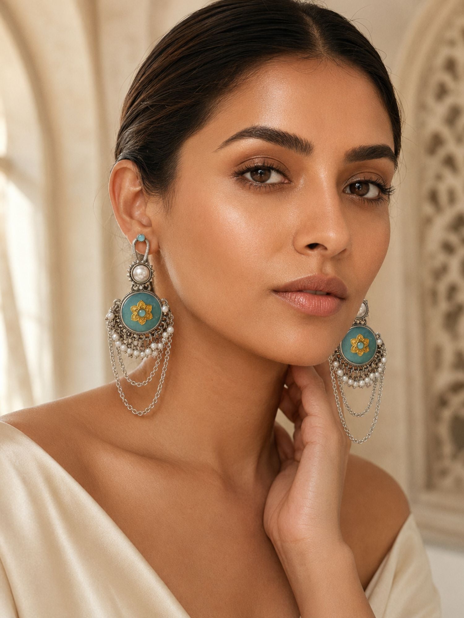 Statement Earrings in Oxidised Silver Festive | Abdesigns