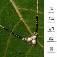 Thumbnail for Beautiful Three Flower Polki Mangalsutra - Abdesignsjewellery