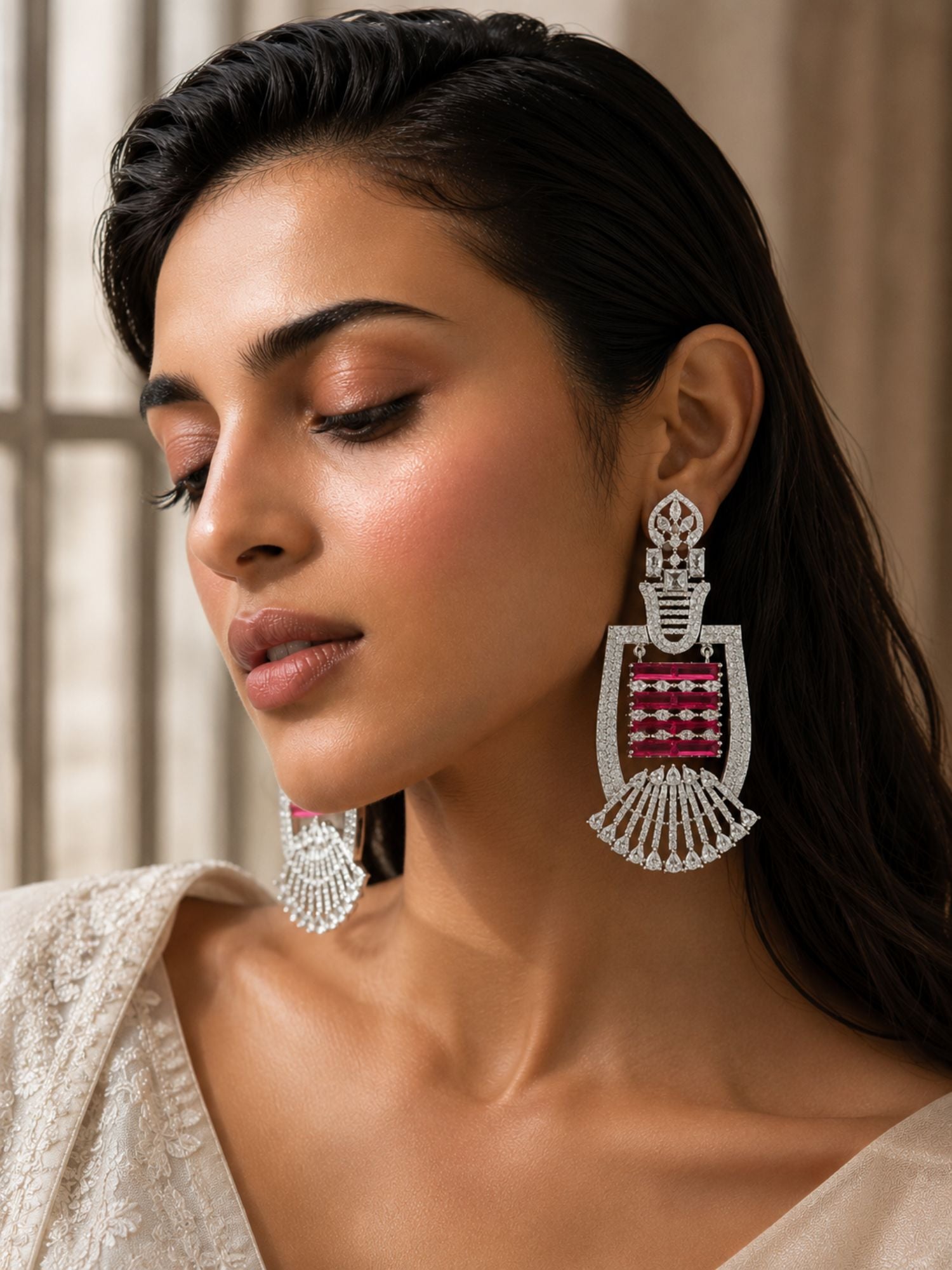 Ruby Stone Statement Earrings | Abdesigns