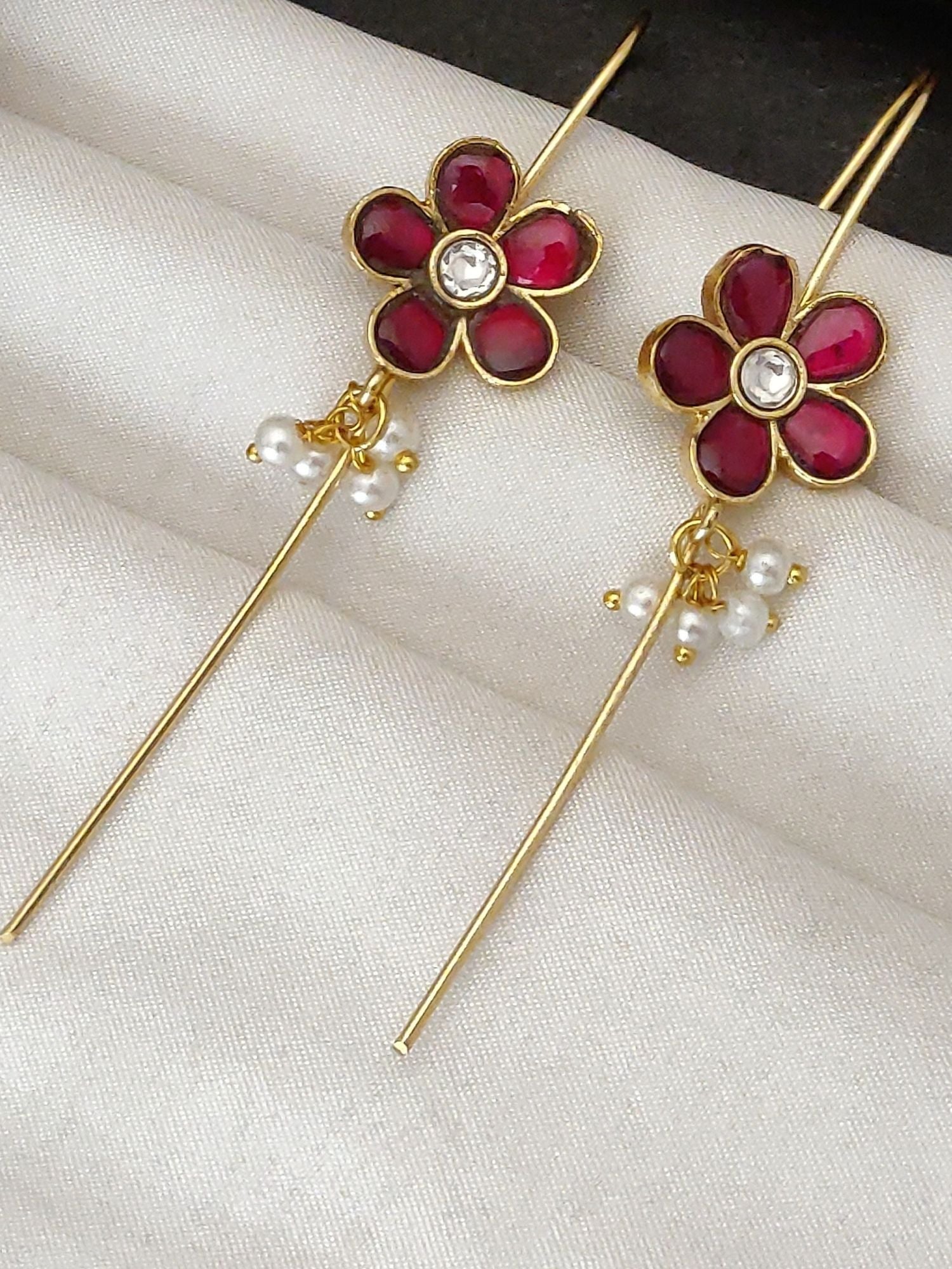 Abdesigns Gold Plated Kempstone Studed Bugadi Earring