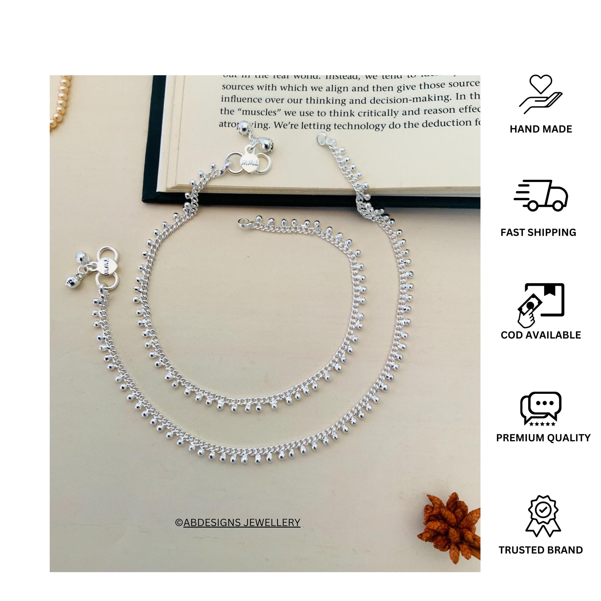 Elegant Silver Plated Gungru Anklet - Abdesignsjewellery