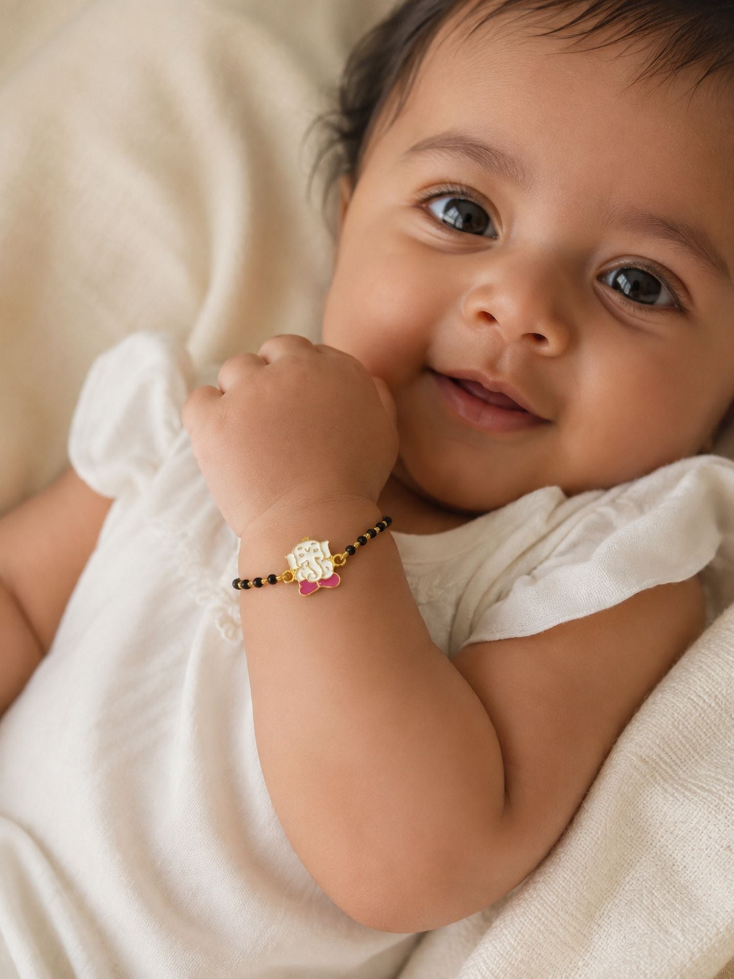 925 Sterling Silver Gold Plated Ganesha Baby Nazariya Bracelet