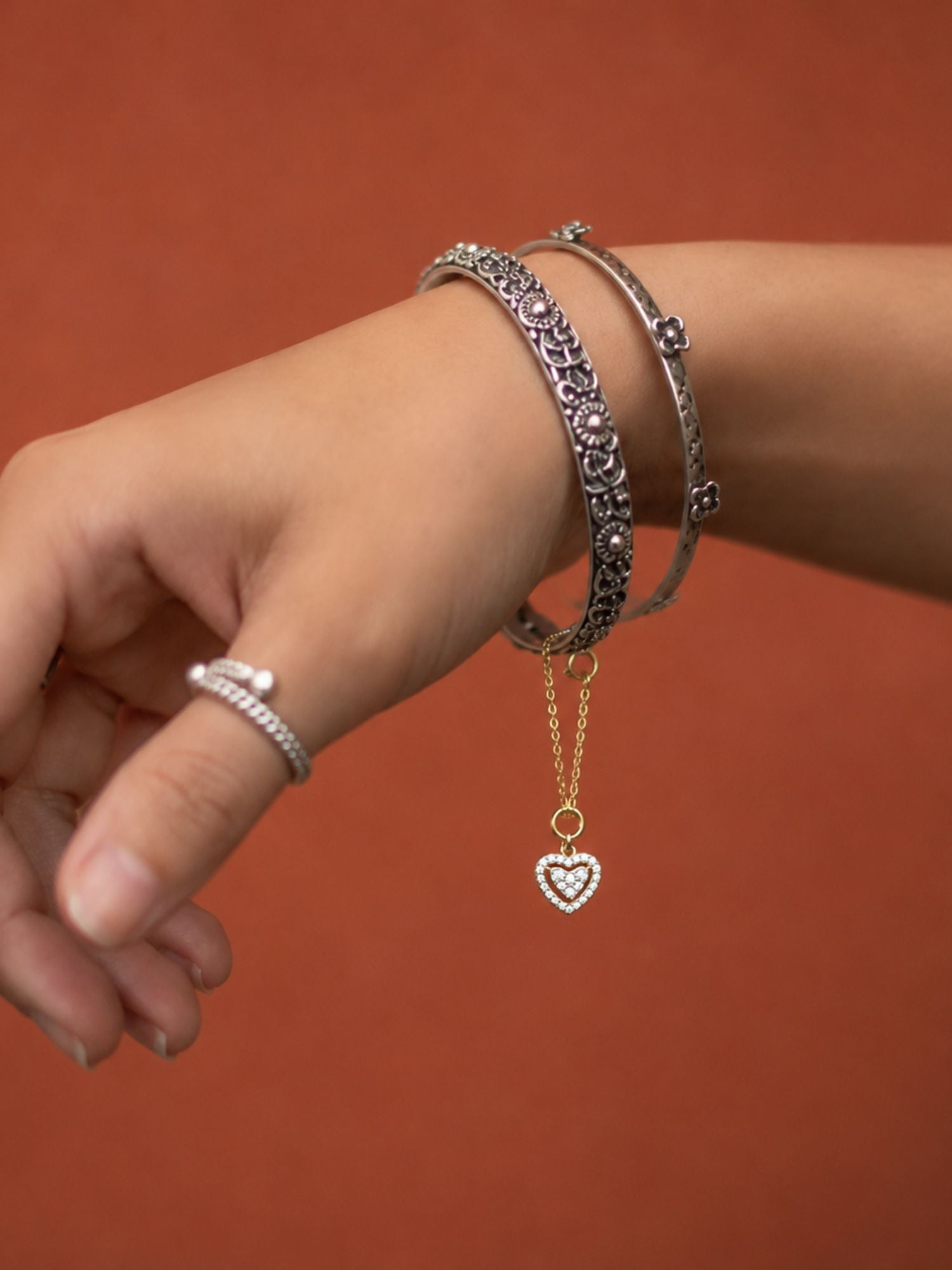 925 Sterling Silver Gold Plated CZ Heart Watch Charm | Abdesigns Jewellery