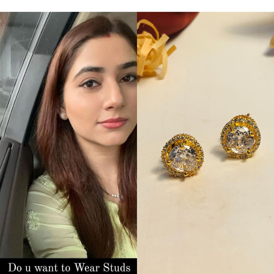 Disha Parmar Inspired Gold Plated Stud Earring