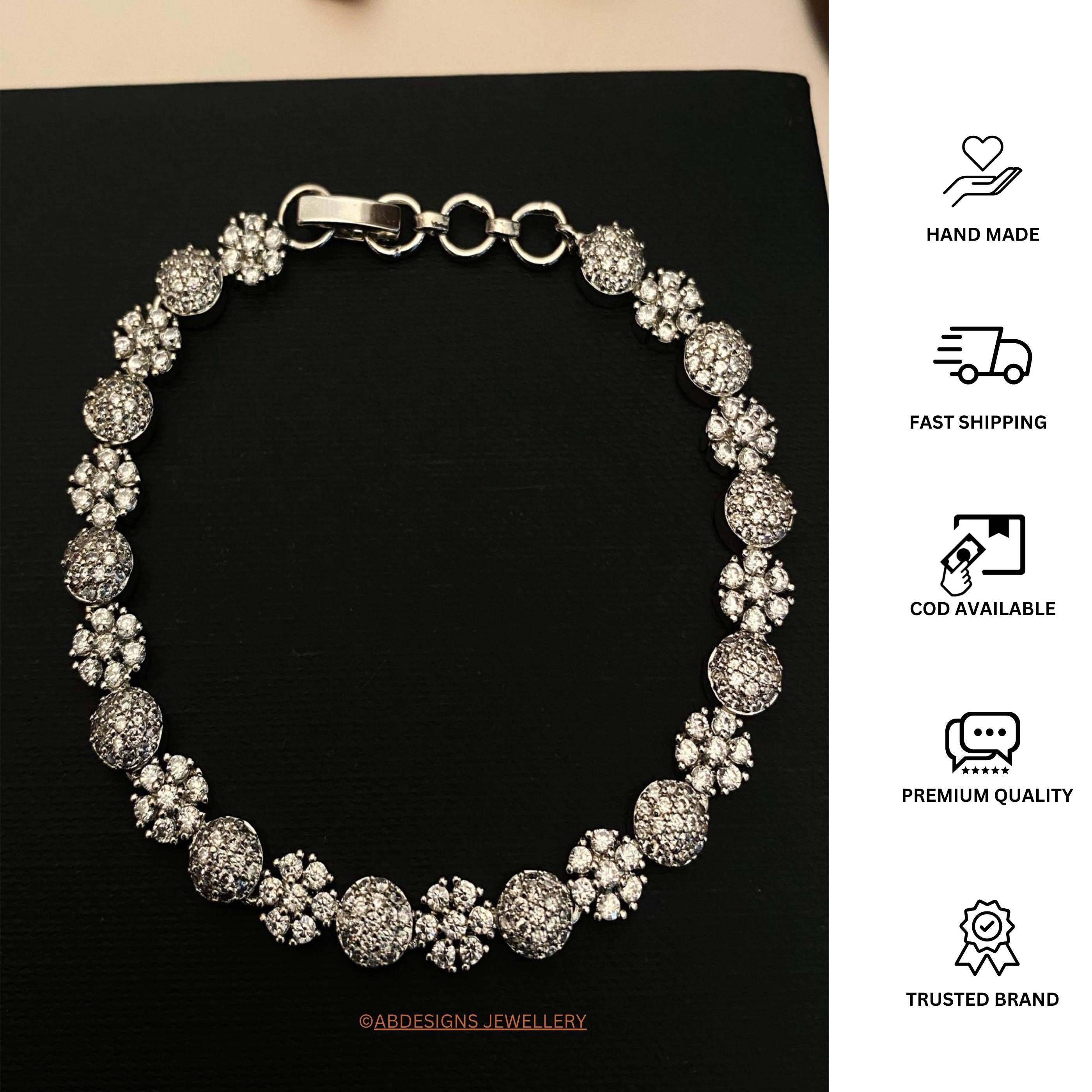 Attractive Silver American Diamond Bracelet - Abdesignsjewellery