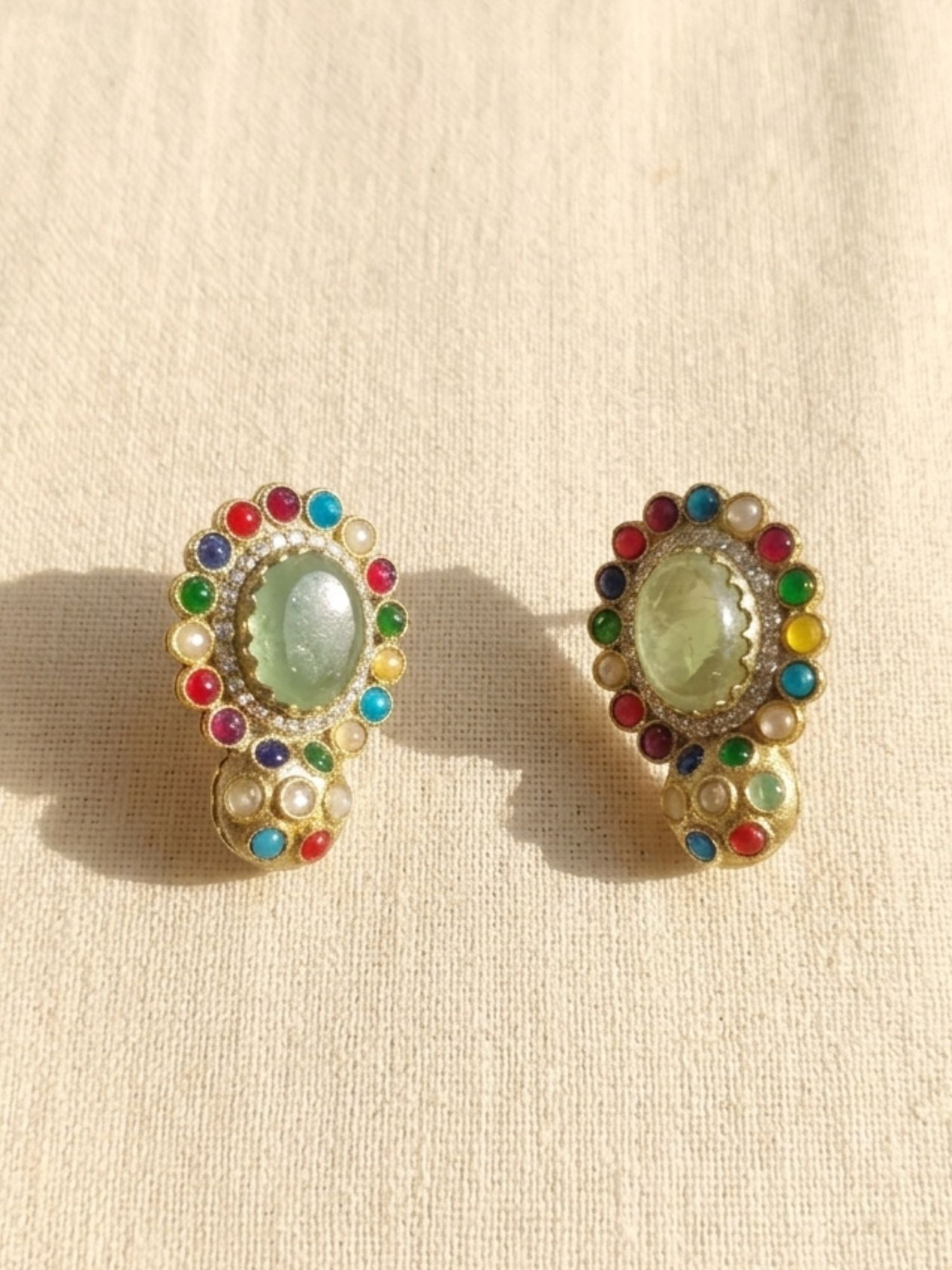 Abdesigns Navratna Kundan Necklace Set with Earrings