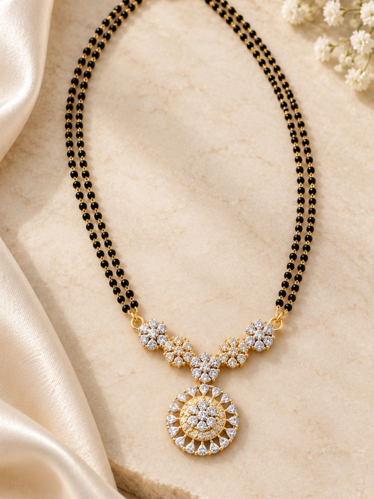Set of 2 AD Stone Minimal Mangalsutra Combo | Abdesigns Jewellery