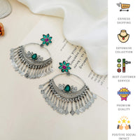 Thumbnail for Dramatic German Silver Plated Chandbali Style Earring