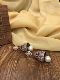 Thumbnail for American Diamond Pearl Drop Jumkas Earring - Abdesignsjewellery