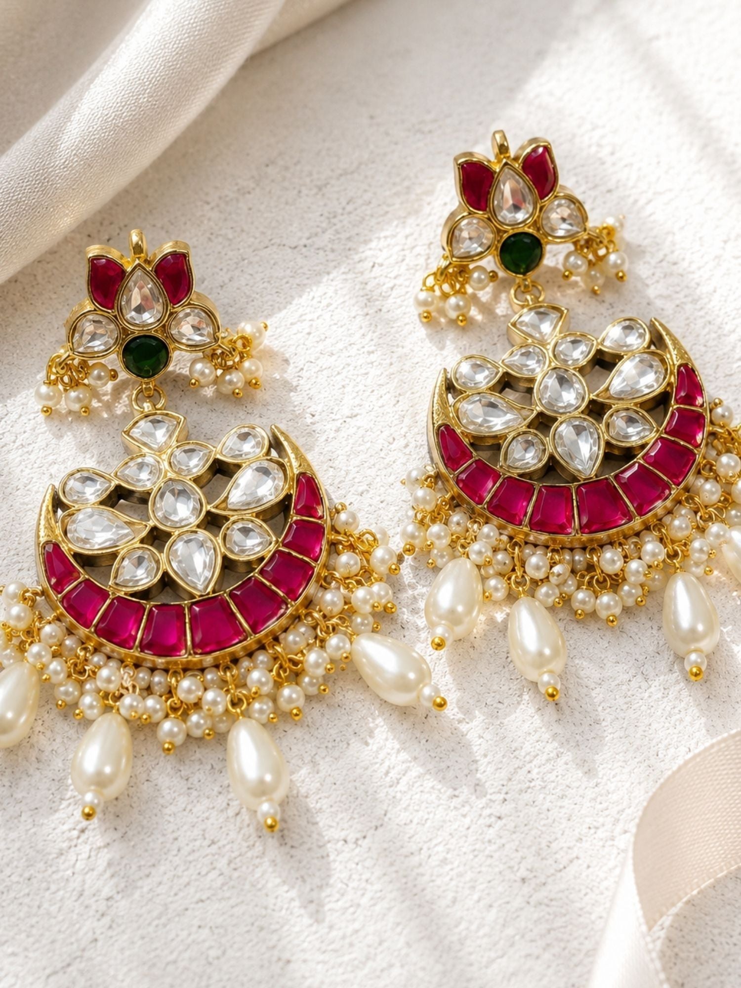 Traditional Chandbali Earrings in Gold Plating – Festive | Abdesigns