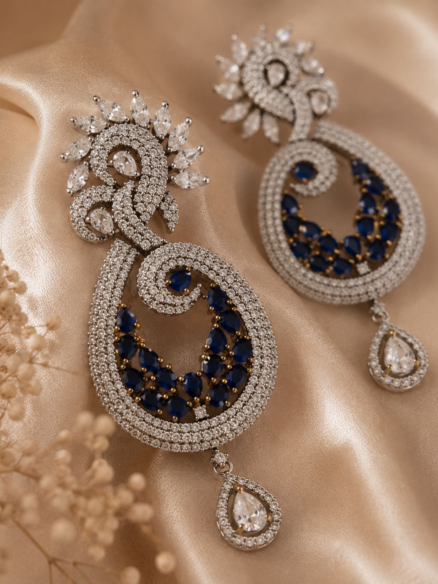 Royal Blue CZ Statement Earrings | Abdesigns