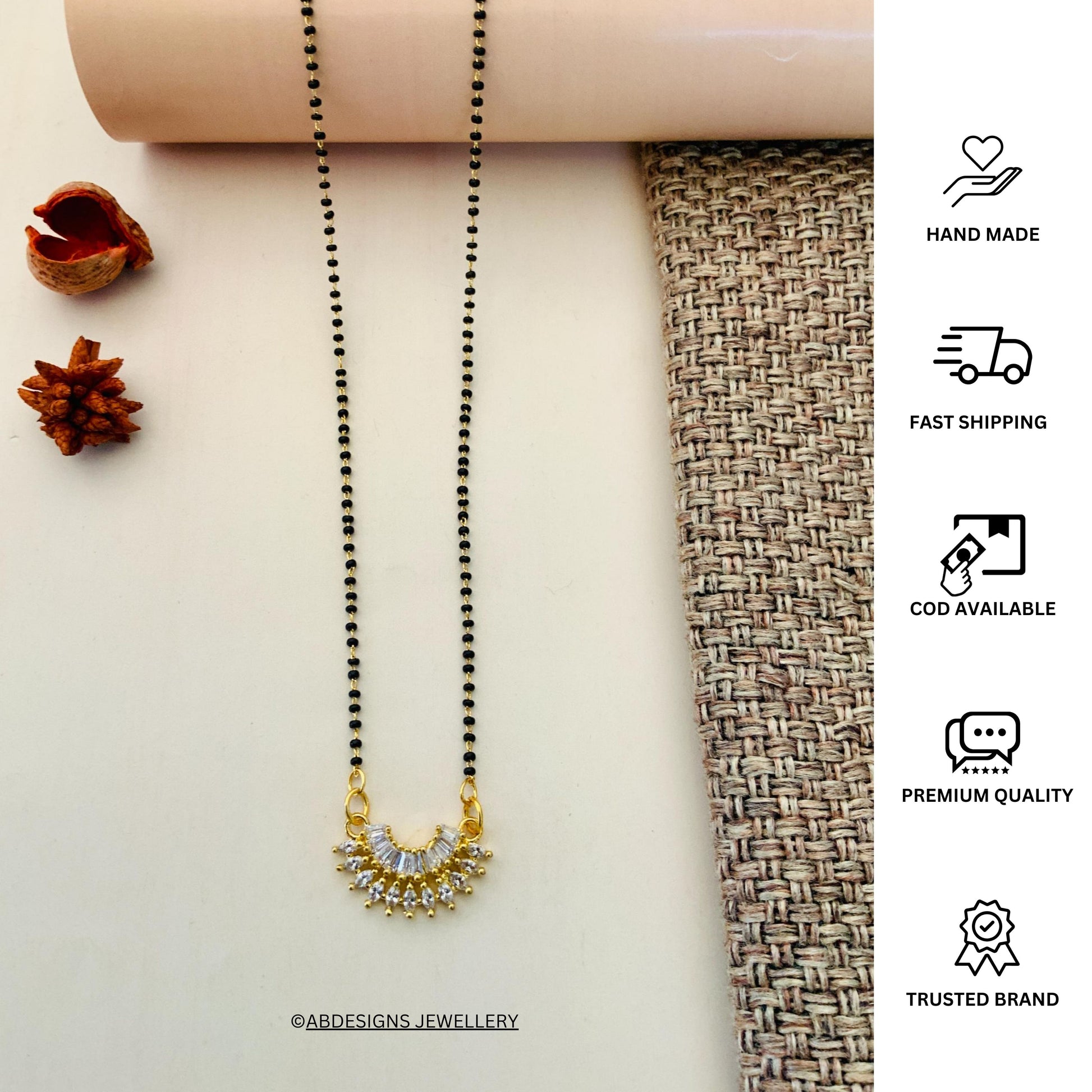 Beautiful Gold Plated American Diamond Mangalsutra - Abdesignsjewellery