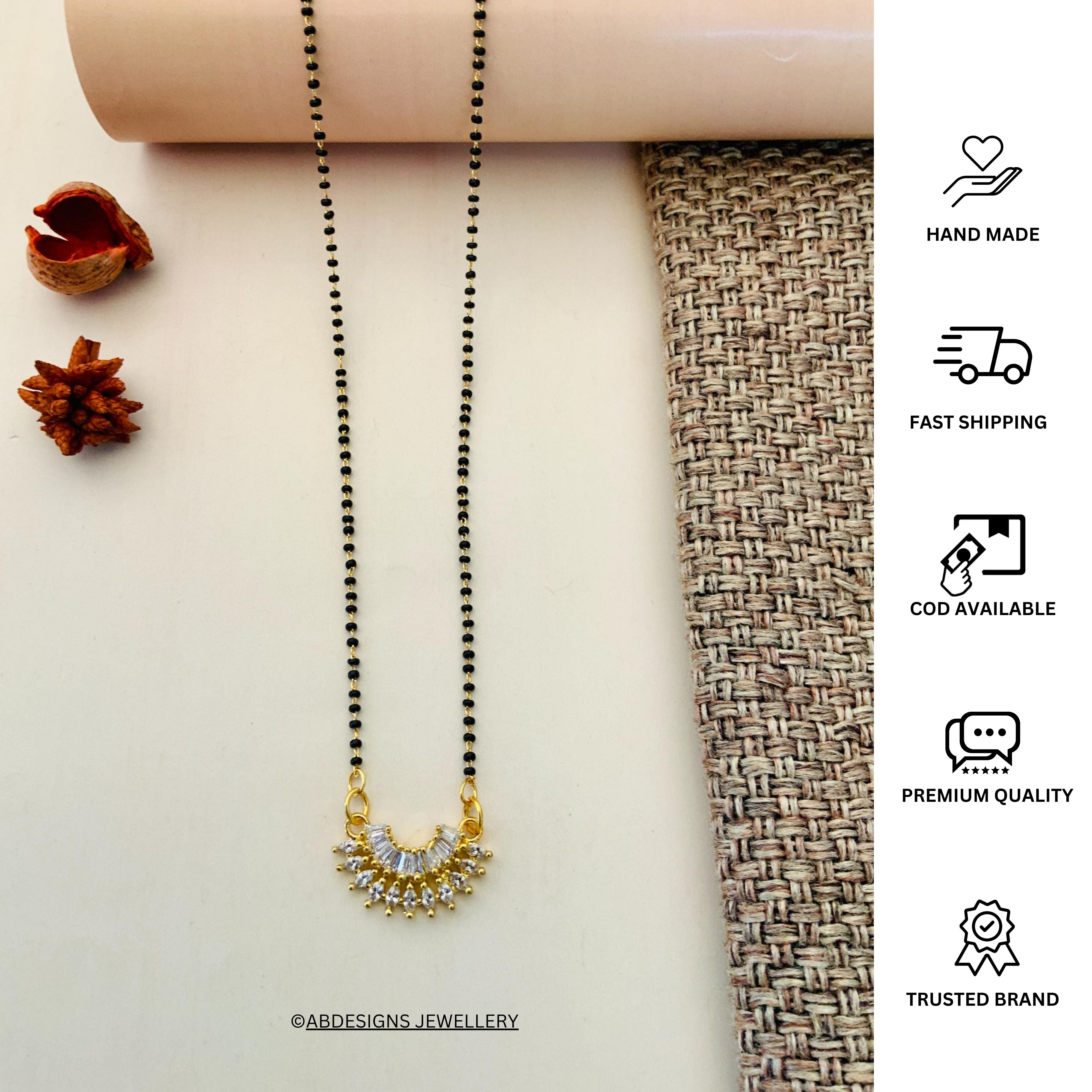 Beautiful Gold Plated American Diamond Mangalsutra - Abdesignsjewellery