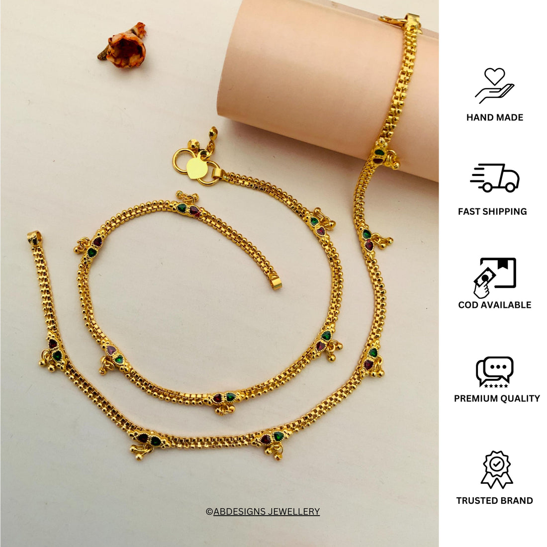 DOUBLE MEENA GOLD PLATED ANKLET