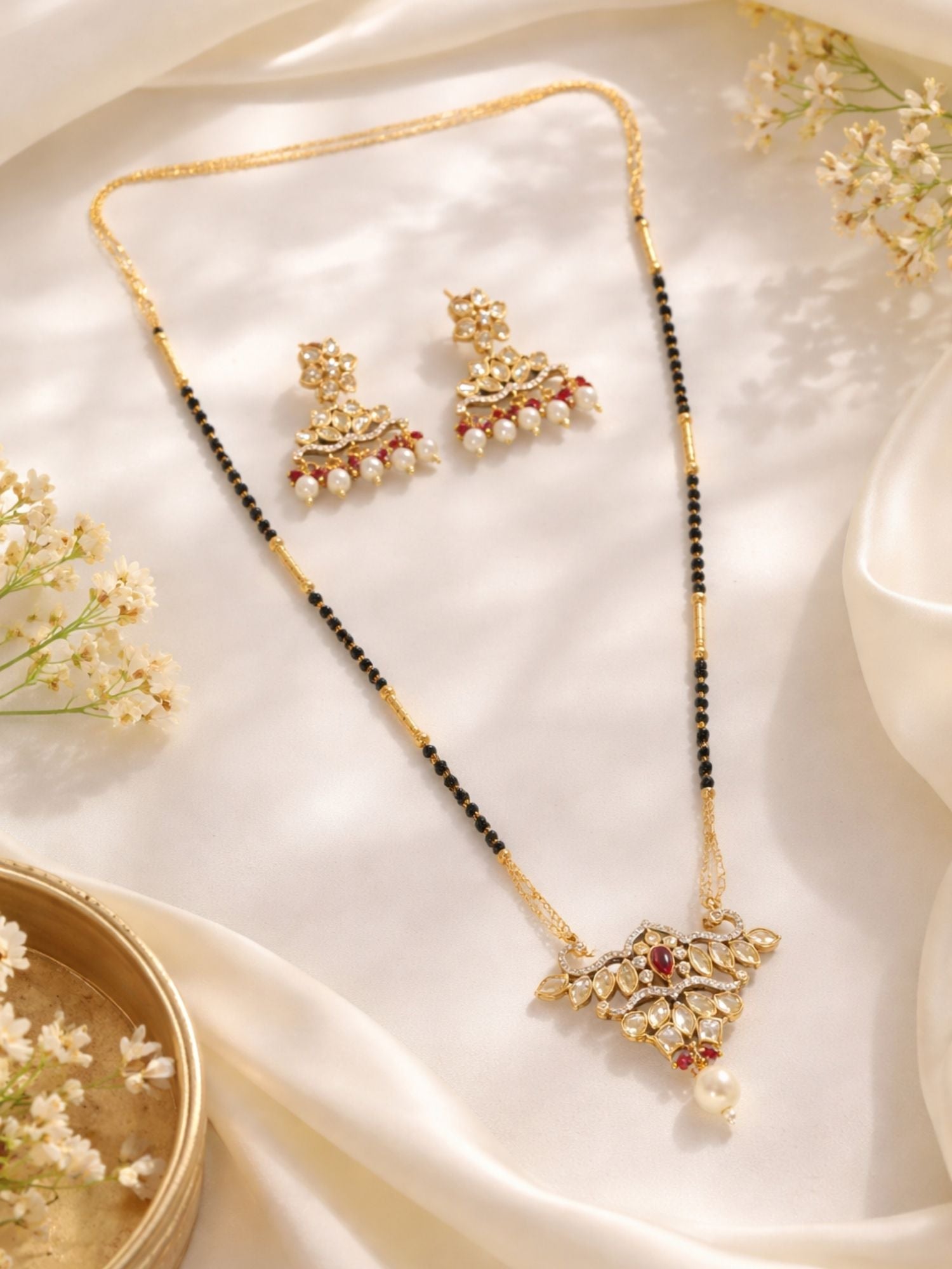Abdesigns Gold Plated Polki Kundan Mangalsutra Set