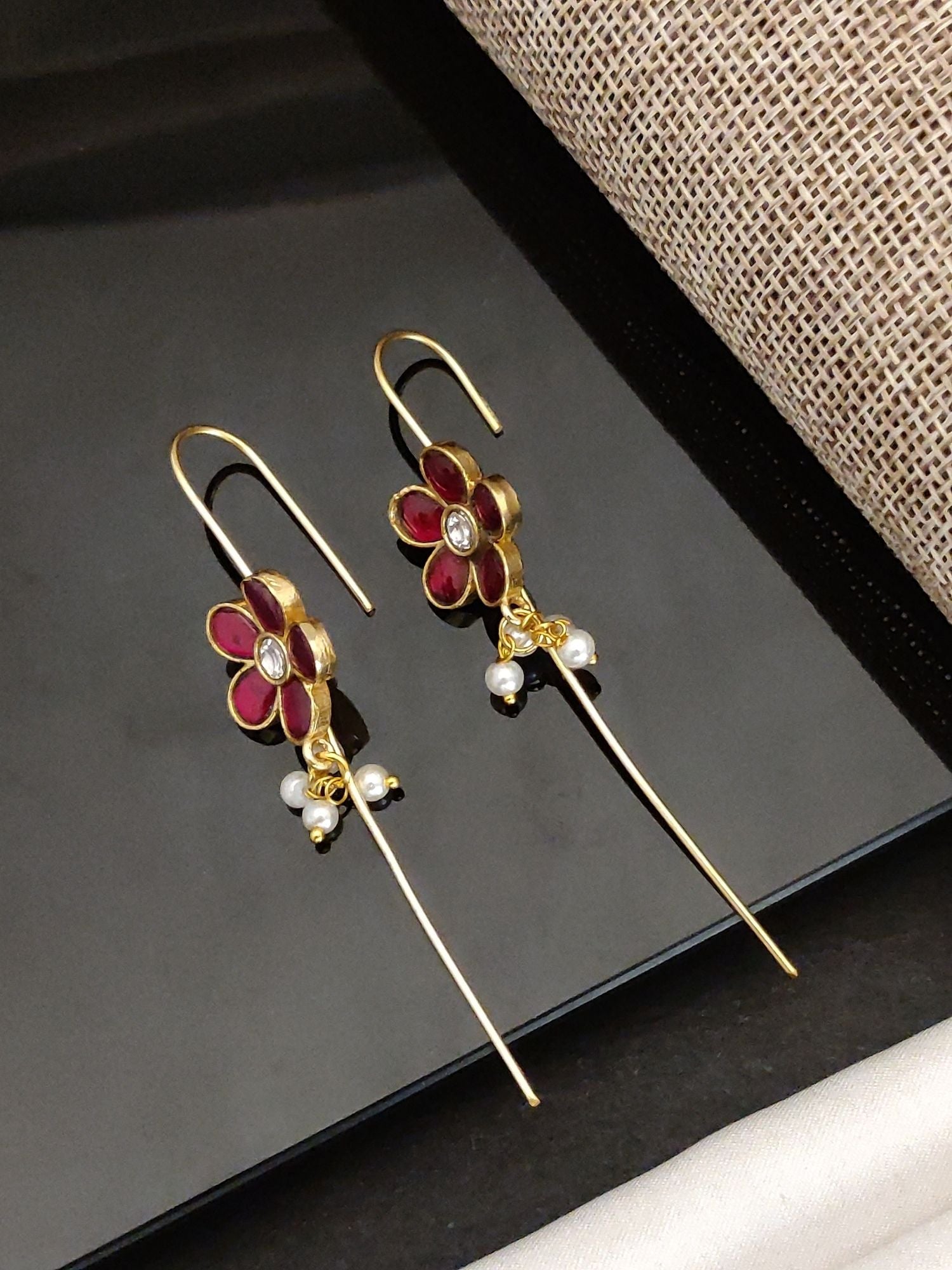 Abdesigns Gold Plated Kempstone Studed Bugadi Earring