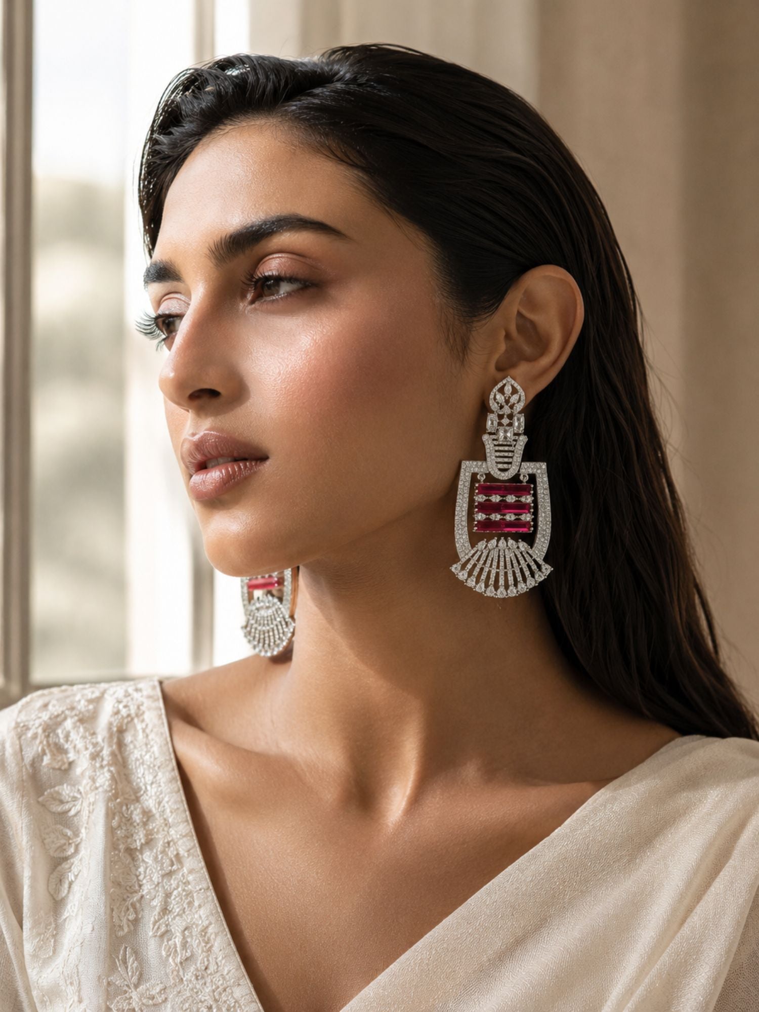 Ruby Stone Statement Earrings | Abdesigns