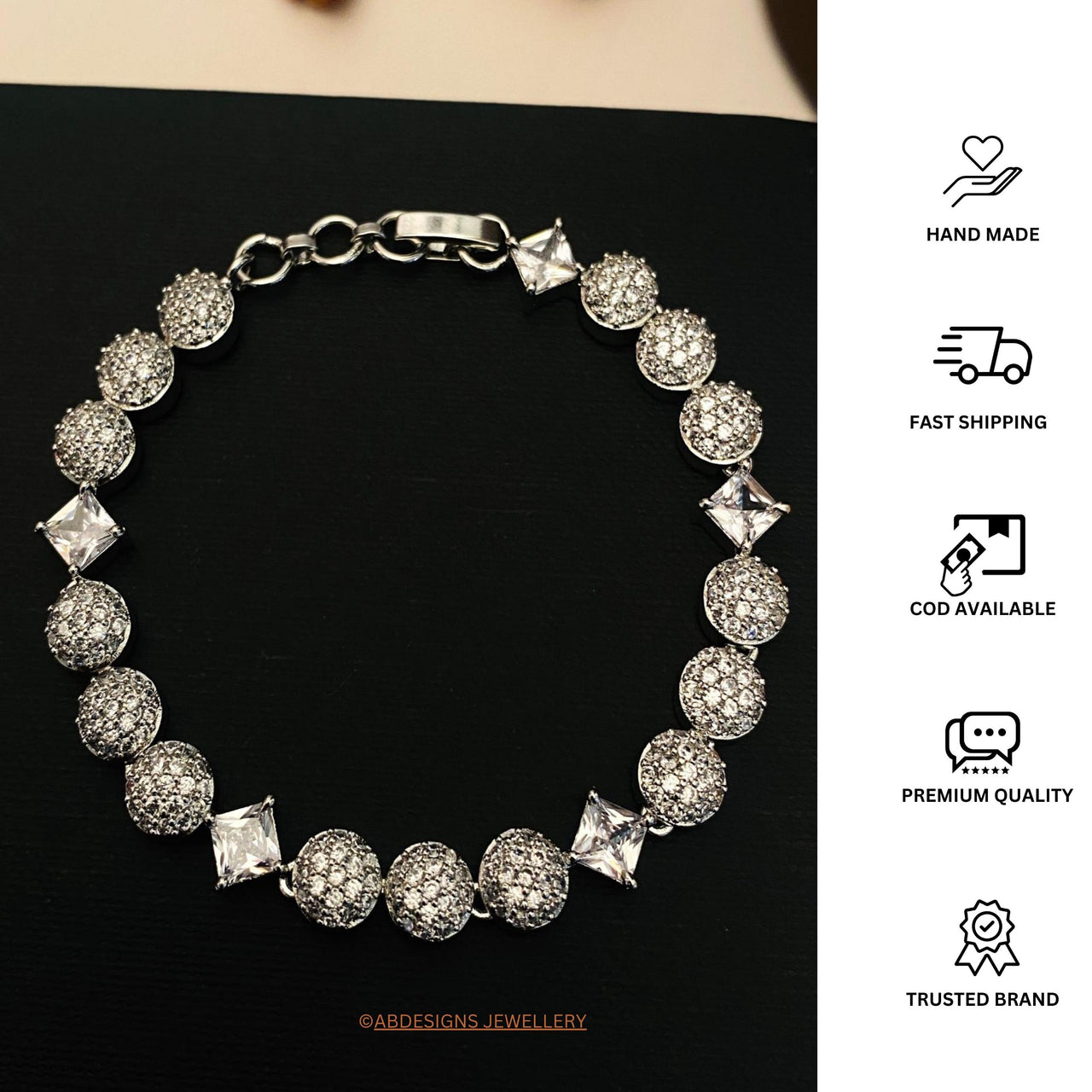 Delightful Silver American Diamond Bracelet - Abdesignsjewellery