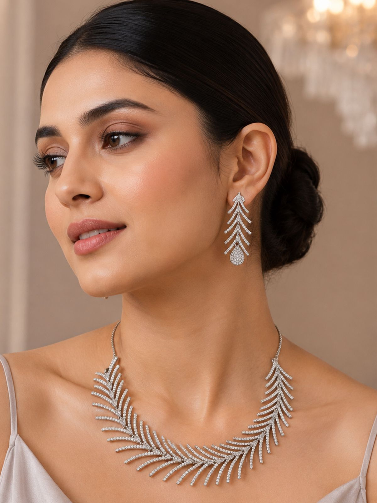 Abdesigns Jewellery Affordable Statement American Diamond Necklace for Women