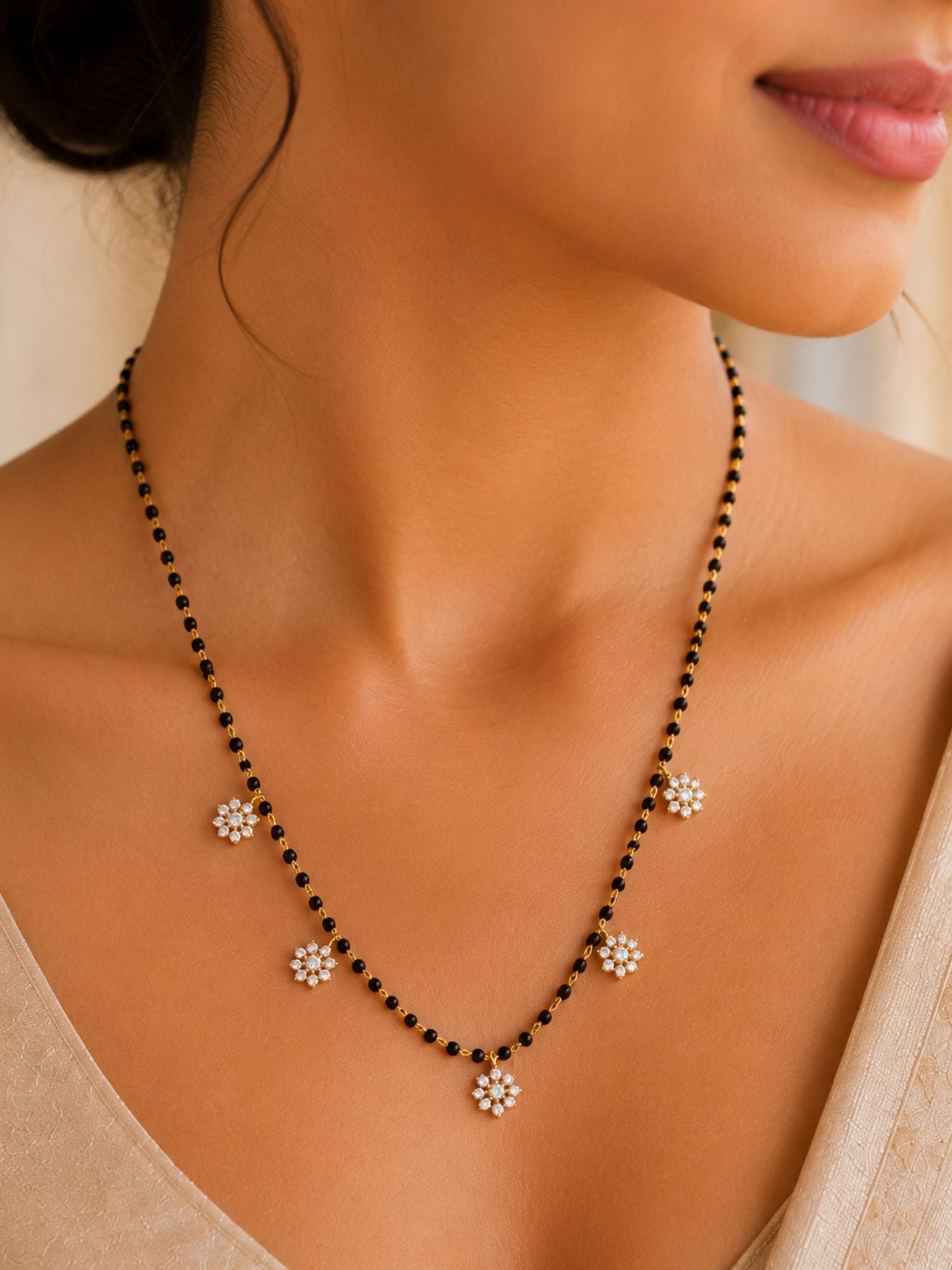 925 Sterling Silver Dainty American Diamond Mangalsutra