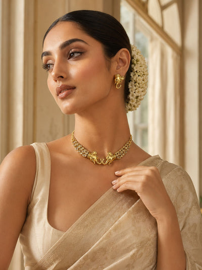 Gold Plating Elephant Necklace Set | Abdesigns
