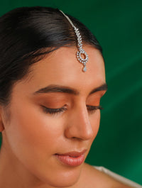 Thumbnail for Timeless Silver Plated American Diamond Maangtikka