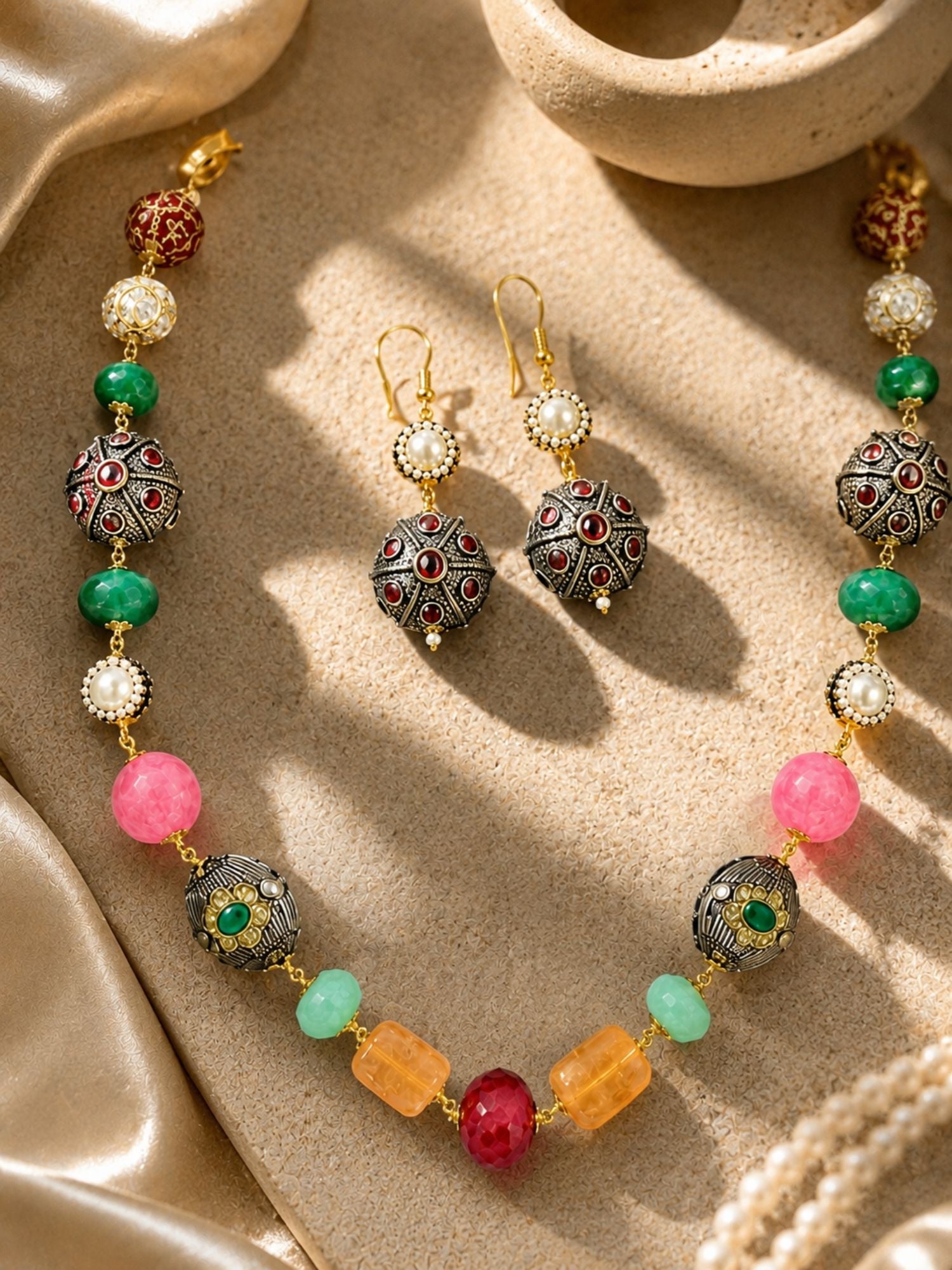 Multicolor Beaded Necklace Set - jewellery by Abdesigns Jewellery