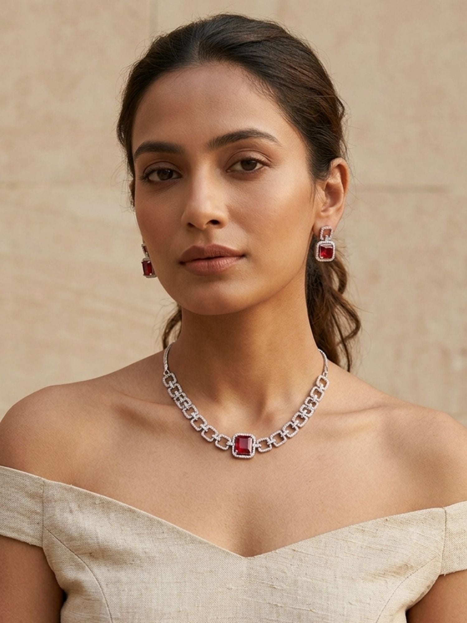 American Diamond Necklace Set – Luxury Evening Glam | Abdesigns