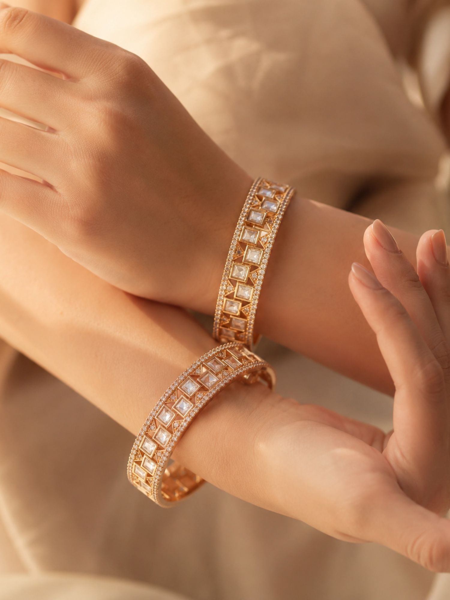 Abdesigns Gold Plated Polki Diamond Bangles