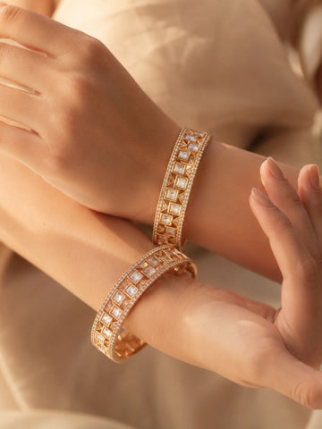 Abdesigns Gold Plated Polki Diamond Bangles