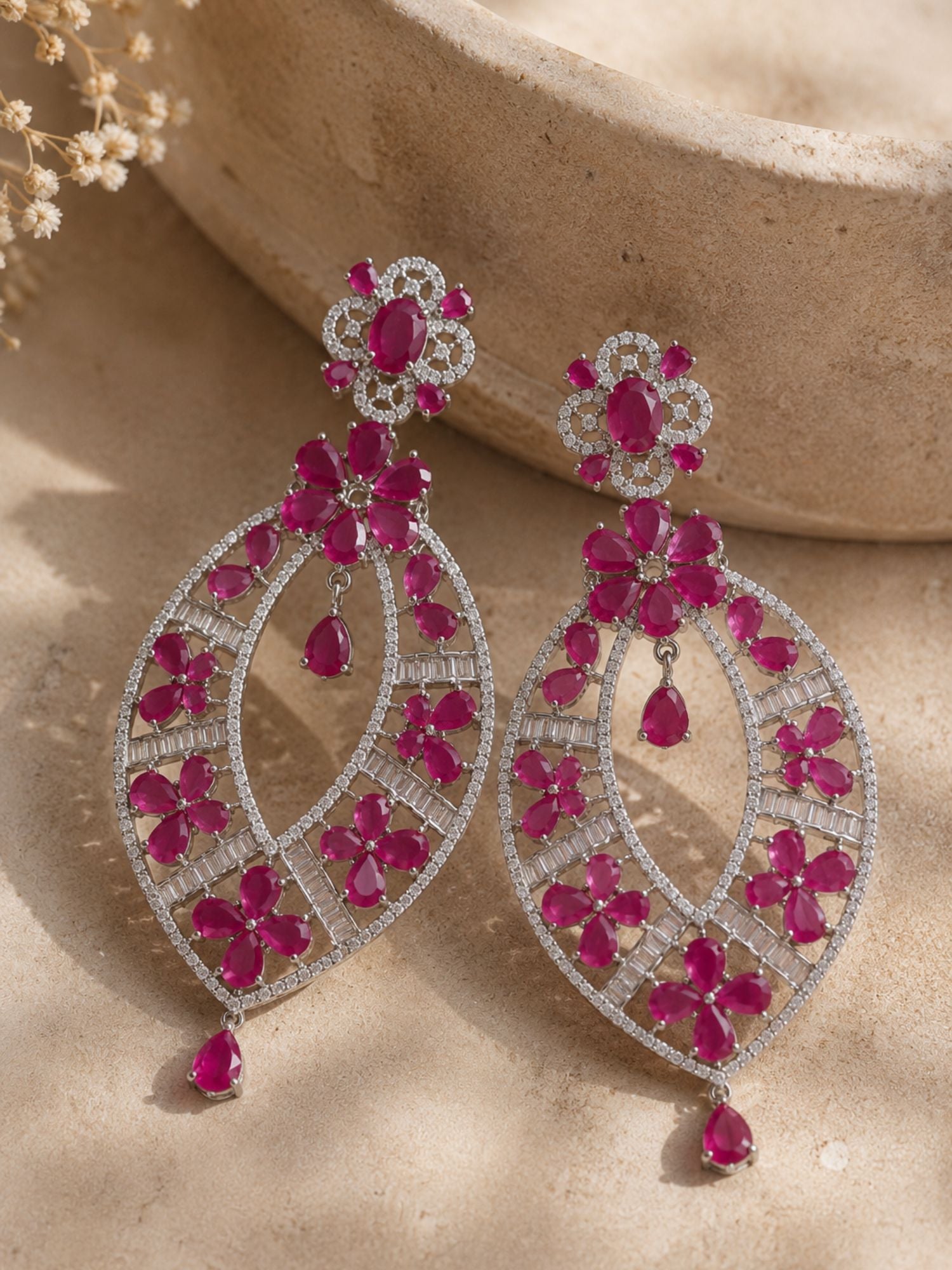 Crystal Floral Statement Earrings | Abdesigns